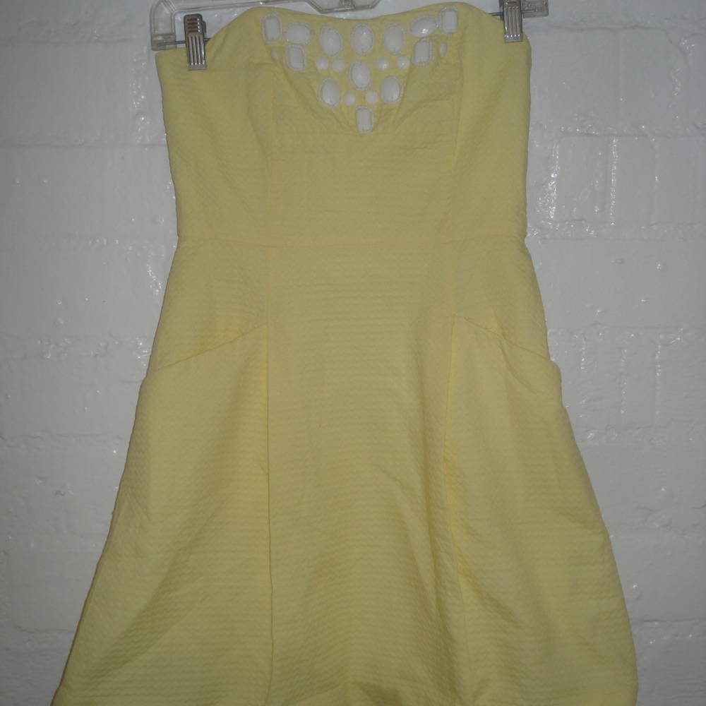 LILY PULITZER YELLOW STRAPLESS SUNDRESS.  SIZE 0